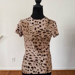 L'AGENCE Animal Print Short Sleeve Top